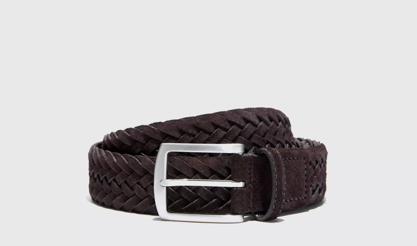 Manner Scarosso Gürtel>Cintura Marrone Intrecciata Scamosciata