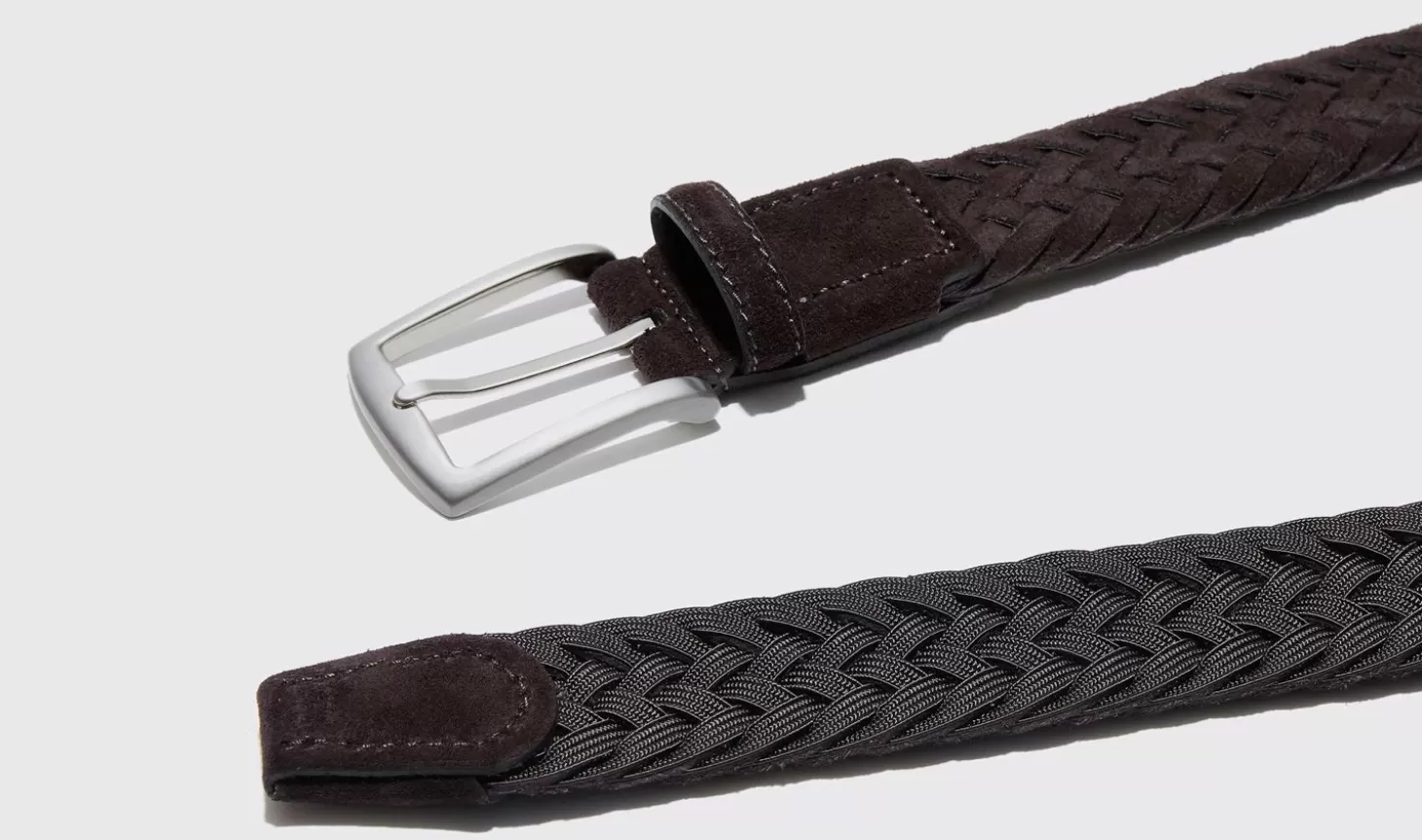 Manner Scarosso Gürtel>Cintura Marrone Intrecciata Scamosciata